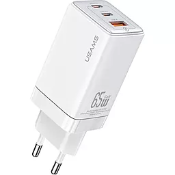 Мережевий зарядний пристрій Usams US-CC180 PD/QC 65w 2xUSB-C/USB-A ports white