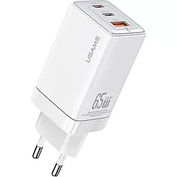 Сетевое зарядное устройство Usams 65w PD 2xUSB-C/USB-A ports fast charger white (US-CC180) - фото Сетевое зарядное устройство Usams 65w PD 2xUSB-C/USB-A ports fast charger white (US-CC180)