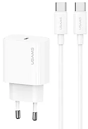 Сетевое зарядное устройство Usams US-CC226 T65 20w PD USB-C charger + Type-C to Type-C cable white - фото Сетевое зарядное устройство Usams US-CC226 T65 20w PD USB-C charger + Type-C to Type-C cable white