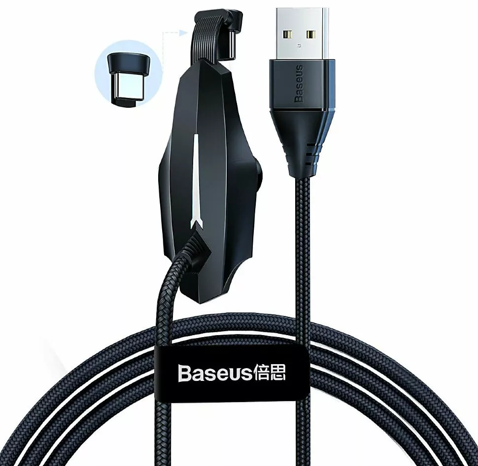 Кабель USB Baseus Colourful Sucker RPG USB Type-C Cable 1.2м 3А Black (CATXA-A01) - фото 1