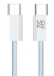 Кабель MAKE USB Type-C - Type-C 65w 3.25a 1м PD cable Blue (MCB-CN1BL) - фото Кабель MAKE USB Type-C - Type-C 65w 3.25a 1м PD cable Blue (MCB-CN1BL)