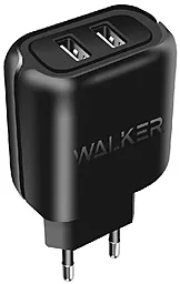 Мережевий зарядний пристрій Walker WH-27 2.1a 2xUSB-A ports charger black