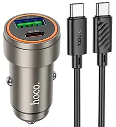 Мережевий зарядний пристрій Hoco Z57A 30w PD USB-C/USB-A ports charger + USB-C to USB-C cable gray - фото Мережевий зарядний пристрій Hoco Z57A 30w PD USB-C/USB-A ports charger + USB-C to USB-C cable gray