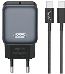 Мережевий зарядний пристрій XO L153 20w PD USB-C fast charger + USB-C to USB-C cable black - фото Мережевий зарядний пристрій XO L153 20w PD USB-C fast charger + USB-C to USB-C cable black