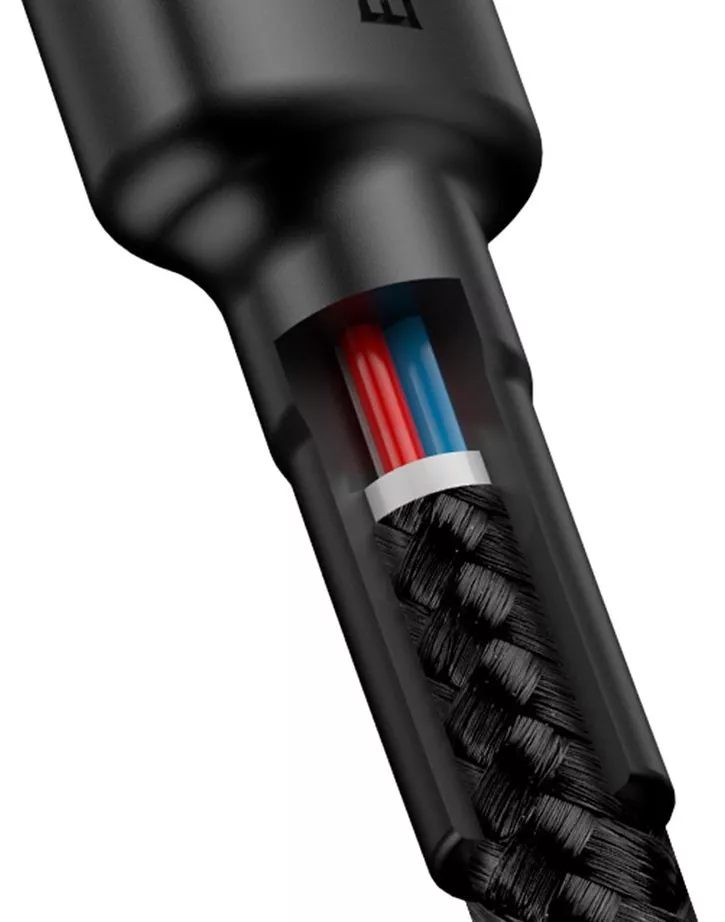 Кабель Baseus Cafule USB Type-C - Type-C 60w 3a 2м PD cable Black/Red (CATKLF-H91) - фото 3