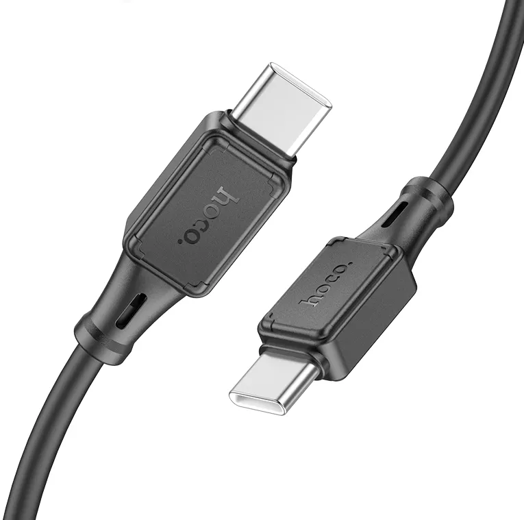 Кабель Hoco X101 silicone USB Type-C - Type-C 60w 3a 1м PD cable Black - фото 4