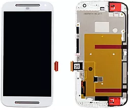 Дисплей Motorola Moto G2 (XT1062, XT1063, XT1064, XT1068, XT1069) з тачскріном і рамкою, White