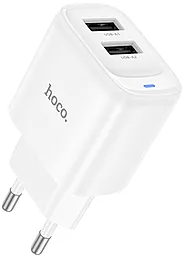 Мережевий зарядний пристрій Hoco C141A 2.4a 2xUSB-A ports home charger white - фото Мережевий зарядний пристрій Hoco C141A 2.4a 2xUSB-A ports home charger white