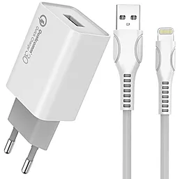 Сетевое зарядное устройство с быстрой зарядкой ColorWay 18w QC3.0 home charger + Lightning cable white (CW-CHS013Q-WT/CBUL027-WH) - фото Сетевое зарядное устройство с быстрой зарядкой ColorWay 18w QC3.0 home charger + Lightning cable white (CW-CHS013Q-WT/CBUL027-WH)