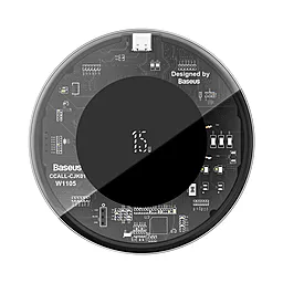 Беспроводное (индукционное) зарядное устройство быстрой QI зарядки Baseus Simple 15W Wireless Charger Transparent (WXJK-BA02) - миниатюра 2