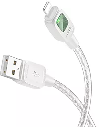 Кабель USB Hoco U124 Stone silicone intelligent power-off  12w 2.4a 1.2m Lightning cable gray - миниатюра 2