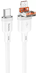 Кабель USB PD Hoco U131 Afortunado 60w 3a 1.2m 2-in-1 USB-A/Type-C - Type-C white - фото Кабель USB PD Hoco U131 Afortunado 60w 3a 1.2m 2-in-1 USB-A/Type-C - Type-C white