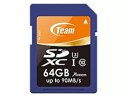 Карта памяти Team SDXC 64GB Xtreem 600X Class 10 UHS-I U3 (TSDXC64GU301) - фото Карта памяти Team SDXC 64GB Xtreem 600X Class 10 UHS-I U3 (TSDXC64GU301)