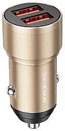Автомобильное зарядное устройство Borofone BZ19 Wisdom 2.4a 2xUSB-A ports car charger gold
