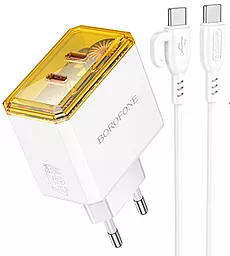Сетевое зарядное устройство Borofone BAS33A 45w PD 2xUSB-C ports charger + USB-C to USB-C cable white - фото Сетевое зарядное устройство Borofone BAS33A 45w PD 2xUSB-C ports charger + USB-C to USB-C cable white