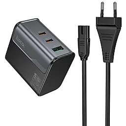 Сетевое зарядное устройство Hoco CS76A Star Speed 70w GaN PD 2xUSB-C/USB-A ports charger midnight black - фото Сетевое зарядное устройство Hoco CS76A Star Speed 70w GaN PD 2xUSB-C/USB-A ports charger midnight black