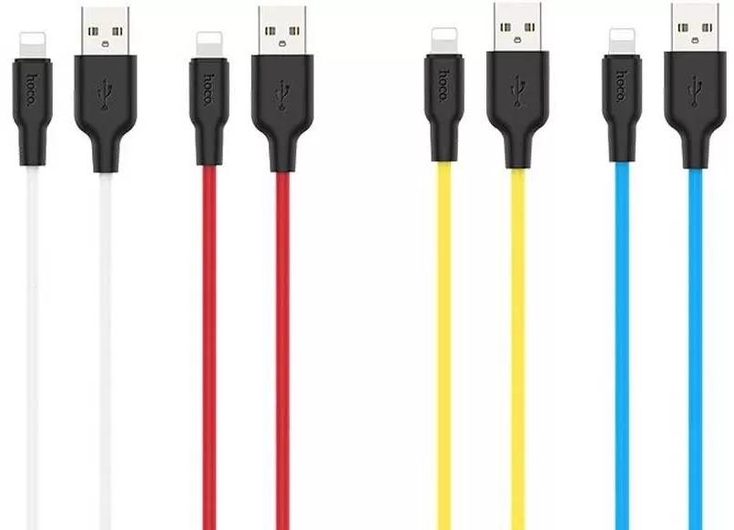Кабель Hoco X21 Plus Silicone USB-A - Lightning 12w 2.4a 0.25м cable Black/White - фото 5