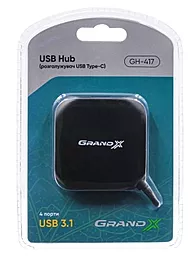 USB Type-C хаб Grand-X 4xUSB3.1 Black (GH-417) - миниатюра 2