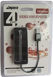 USB-A хаб Lapara LA-SLED4 USB - 4xUSB 2.0 с вимикачами ON/OFF Чорний - мініатюра 3