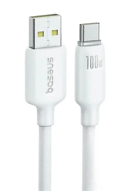 Кабель Baseus Foamed Silicone USB-A - Type-C 100w 5a 1м cable White (E0426801) - фото 1