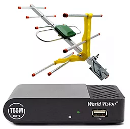 Комплект цифрового ТВ World Vision T65M + Антенна Eurosky ES-003 желтая - фото Комплект цифрового ТВ World Vision T65M + Антенна Eurosky ES-003 желтая