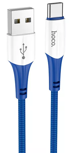 Кабель Hoco X70 Ferry USB-A - Type-C 15w 3a 1м cable Blue - фото 1