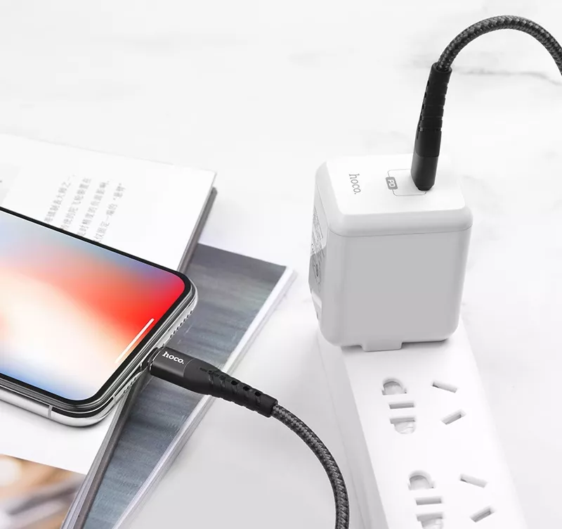 Кабель Hoco U64 Superior USB Type-C - Lightning 1.8w 3a 1.2м PD сable Black - фото 3
