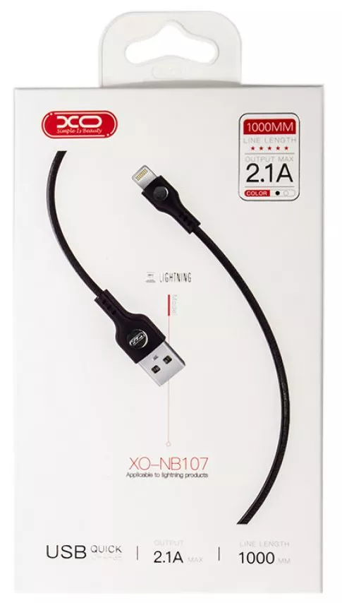 Кабель XO NB51 USB-A - Lightning 10.5w 1м cable Black - фото 3