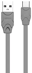 Кабель Celebrat CB-02t USB-A - Type-C 12w 2.4a 1м cable Grey - фото Кабель Celebrat CB-02t USB-A - Type-C 12w 2.4a 1м cable Grey