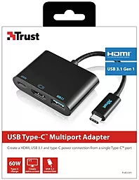 Мультипортовий USB-A хаб Trust Multiport Adapter USB-C -> USB3.1/USB-C/HDMI Black (21260) - мініатюра 5