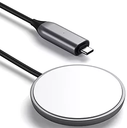 Бездротовий (індукційний) зарядний пристрій швидкої QI зарядки Satechi USB-C Magnetic Wireless Charging for iPhone 12/12Pro Grey - мініатюра 3