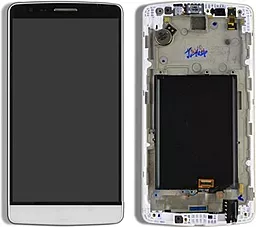 Дисплей LG G3s (D722, D722K, D724, D725, D728, F470K) з тачскріном і рамкою, оригінал, White