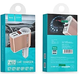 Автомобильное зарядное устройство Hoco 2 USB Car charger 2.1А+LCD Black (Z10) - миниатюра 4