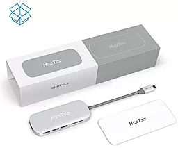 Мультипортовый USB Type-C хаб HooToo HDMI/SD Card Reader/3хUSB 3.0/USB-С Silver (HT-UC001 / HT-UC001SL/HT-UC001-SL) - миниатюра 6