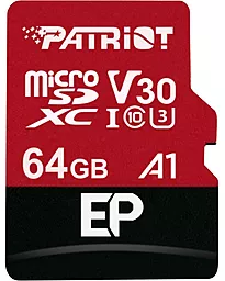 Карта пам'яті Patriot microSDXC 64GB EP Series Class 10 UHS-I U3 V30 A1 + SD-адаптер (PEF64GEP31MCX) - мініатюра 2