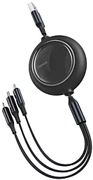Универсальный кабель Baseus Bright Mirror Retractable 3-in-1 USB-A to Type-C/Lightning/micro USB 18w 3.5a 1.2м сable Black (CAMLT-MJ01)
