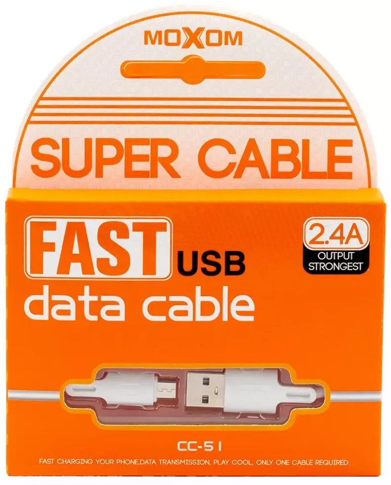 Кабель MOXOM CC-51 USB-A - Type-C 12w 2.4a 1м cable White - фото 2