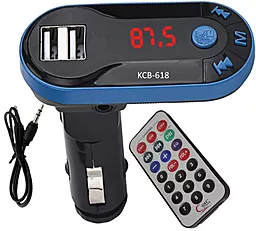 Автомобільний зарядний пристрій з FM трансмітером EasyLife KCB-618 1a 2xUSB-A ports car charger blue
