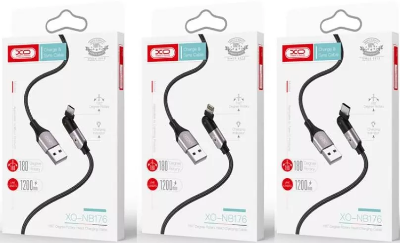 Кабель XO NB176 USB-A - Lightning 12w 2.4a 1.2м cable Black - фото 3