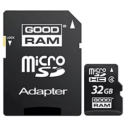 Карта пам'яті GooDRam microSDHC 32GB Class 4 + SD-адаптер (SDU32GHCAGRR10) - фото Карта пам'яті GooDRam microSDHC 32GB Class 4 + SD-адаптер (SDU32GHCAGRR10)