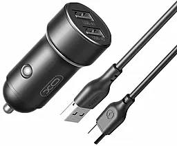 Автомобільний зарядний пристрій XO CC53 2.4a 2xUSB-A ports car charger + USB-C cable black - фото Автомобільний зарядний пристрій XO CC53 2.4a 2xUSB-A ports car charger + USB-C cable black