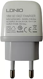 Сетевое зарядное устройство LDNio A1209Q 18W QC USB-A White - миниатюра 3