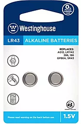 Батарейки Westinghouse AG12 / LR43 2шт - фото Батарейки Westinghouse AG12 / LR43 2шт