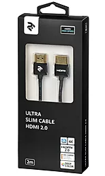 Видеокабель 2E HDMI 2.0 Gen2 Ultra Slim 2m (2E-W9668BL-2M) Черный - миниатюра 3