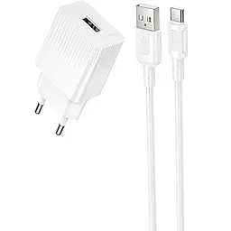 Сетевое зарядное устройство Borofone BAS71A 2.1 USB-A home charger + USB-C cable white - фото Сетевое зарядное устройство Borofone BAS71A 2.1 USB-A home charger + USB-C cable white