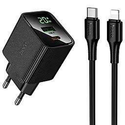 Сетевое зарядное устройство с быстрой зарядкой Hoco CS83A 20w PD/QC USB-C/USB-A ports + USB-С to Lightning cable black - фото Сетевое зарядное устройство с быстрой зарядкой Hoco CS83A 20w PD/QC USB-C/USB-A ports + USB-С to Lightning cable black