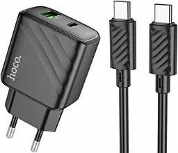 Сетевое зарядное устройство Hoco CS23A 30w PD USB-C/USB-A ports charger + USB-C to USB-C cable black