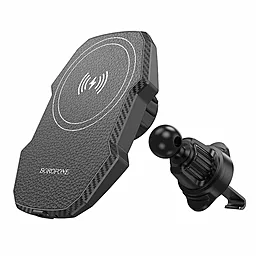 Держатель с беспроводной зарядкой, магнитный Borofone BH215 Adelante magnetic wireless fast charging (air outlet) Black - фото Держатель с беспроводной зарядкой, магнитный Borofone BH215 Adelante magnetic wireless fast charging (air outlet) Black