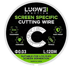 Струна металева для розділення дисплеїв і сенсорів Luowei C 0.03 mm / 120 m - фото Струна металева для розділення дисплеїв і сенсорів Luowei C 0.03 mm / 120 m