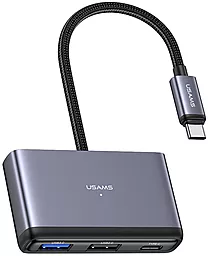 USB Type-C хаб (концентратор) Usams US-SJ627 4-in-1 Multifunctional USB-C + 2xUSB 3.0 + USB 2.0 HUB Grey